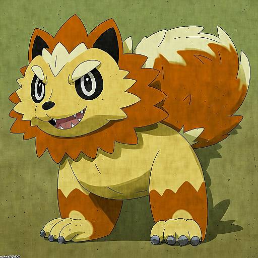 Illustration of Growlithe, pokemon in the style of Aoki (fumomo)