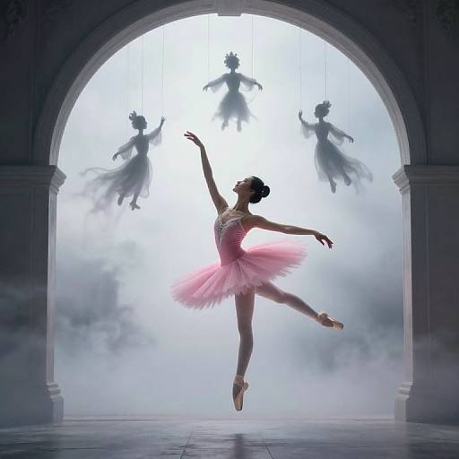 Graceful Ballerina with Floating Puppets