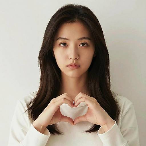 Realistic Girl with Heart Hands