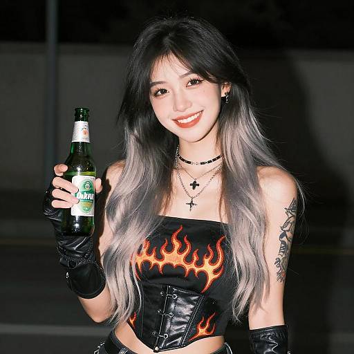 Young Woman with Ombre Hair and Tattoos