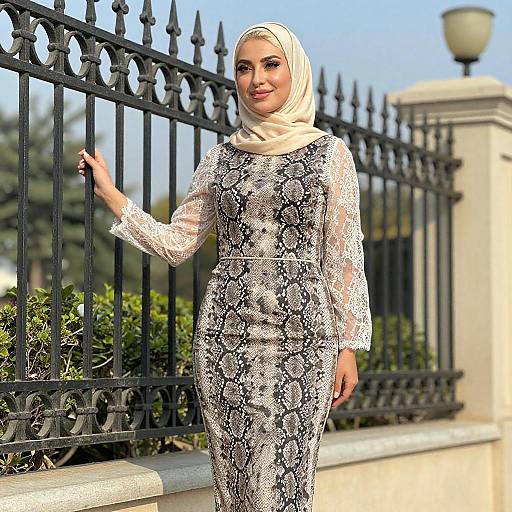 Blonde Woman in Snakeskin Dress and Hijab