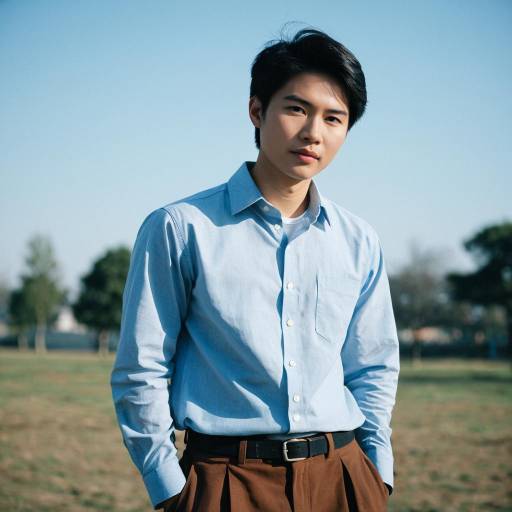 Stylish Light Blue Shirt Outfit Outdoors