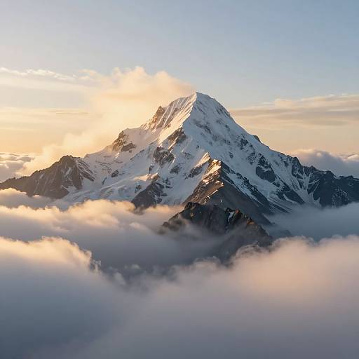 Majestic 3D Mountain Peak at Golden Hour
