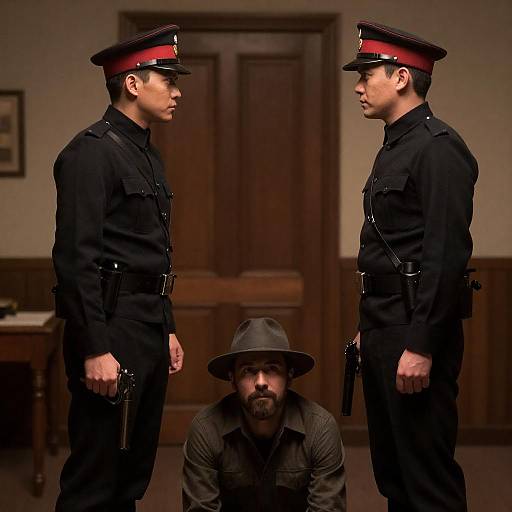 Tense Moment in a Dark Film Scene