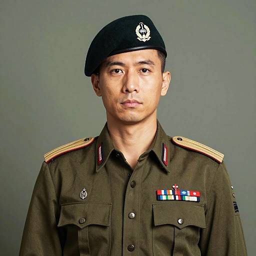 Authoritative Olive Green Military Portrait Editorial