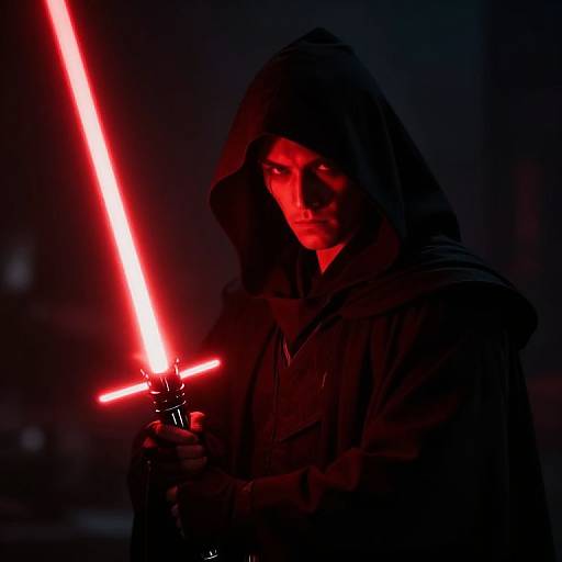 Shadowed Warrior with Crimson Lightsaber