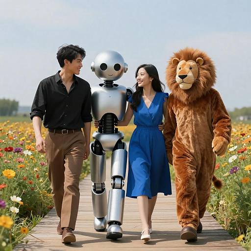 Joyful Journey Through a Flower Field