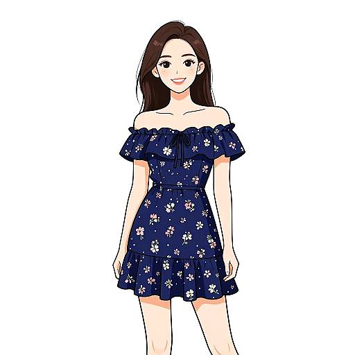 Smiling Woman in Floral Summer Dress