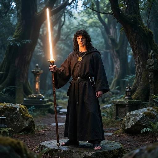Ancient Druid in Enchanted Forest