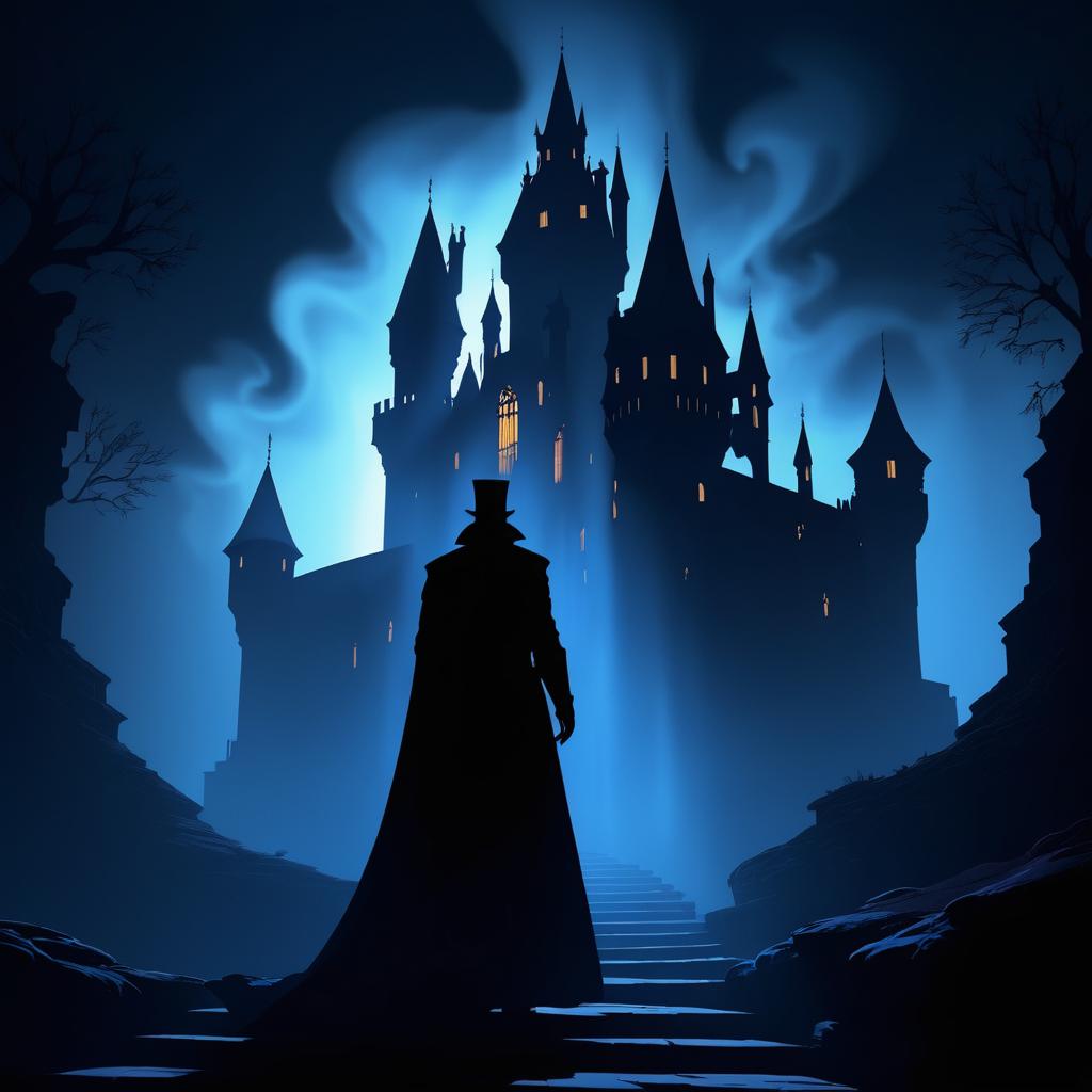 Cinematic Phantom in Haunted Castle Art