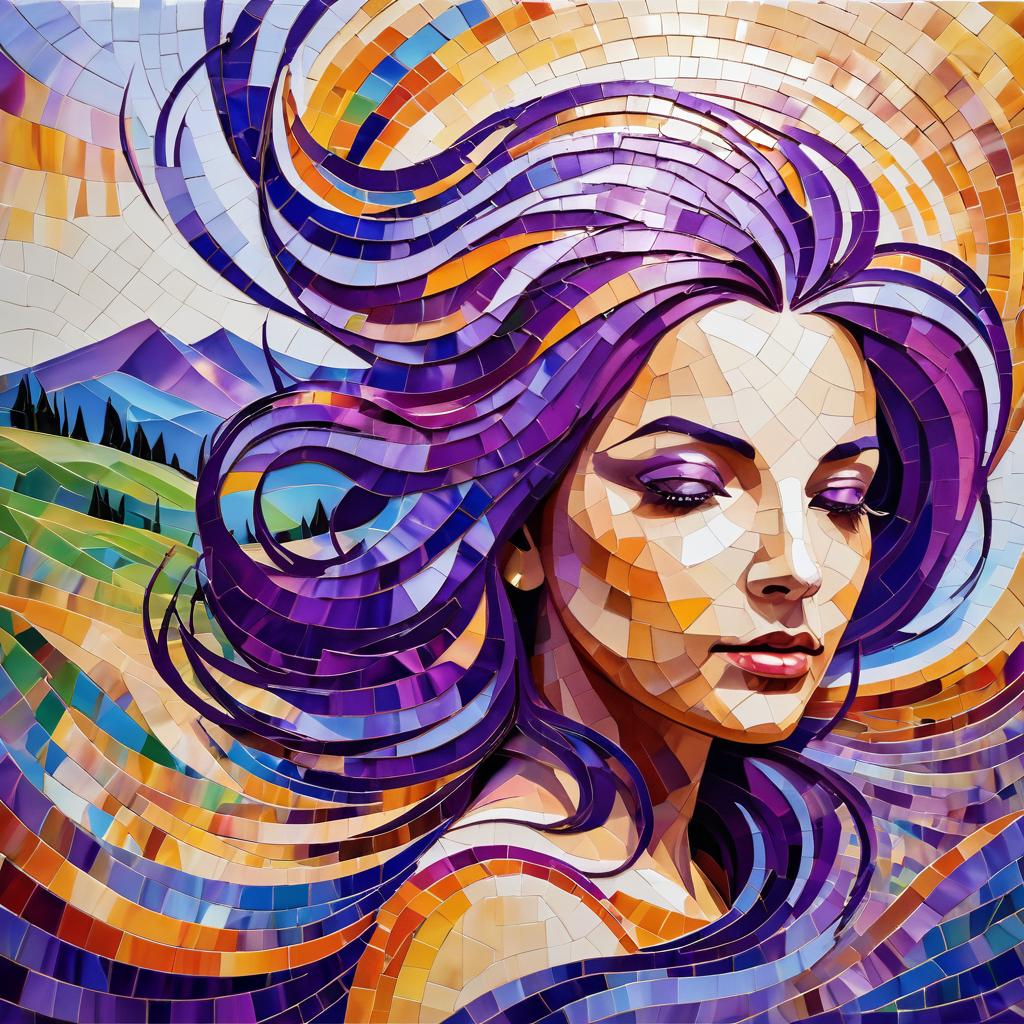 Vibrant Mosaic Portrait of Serenity