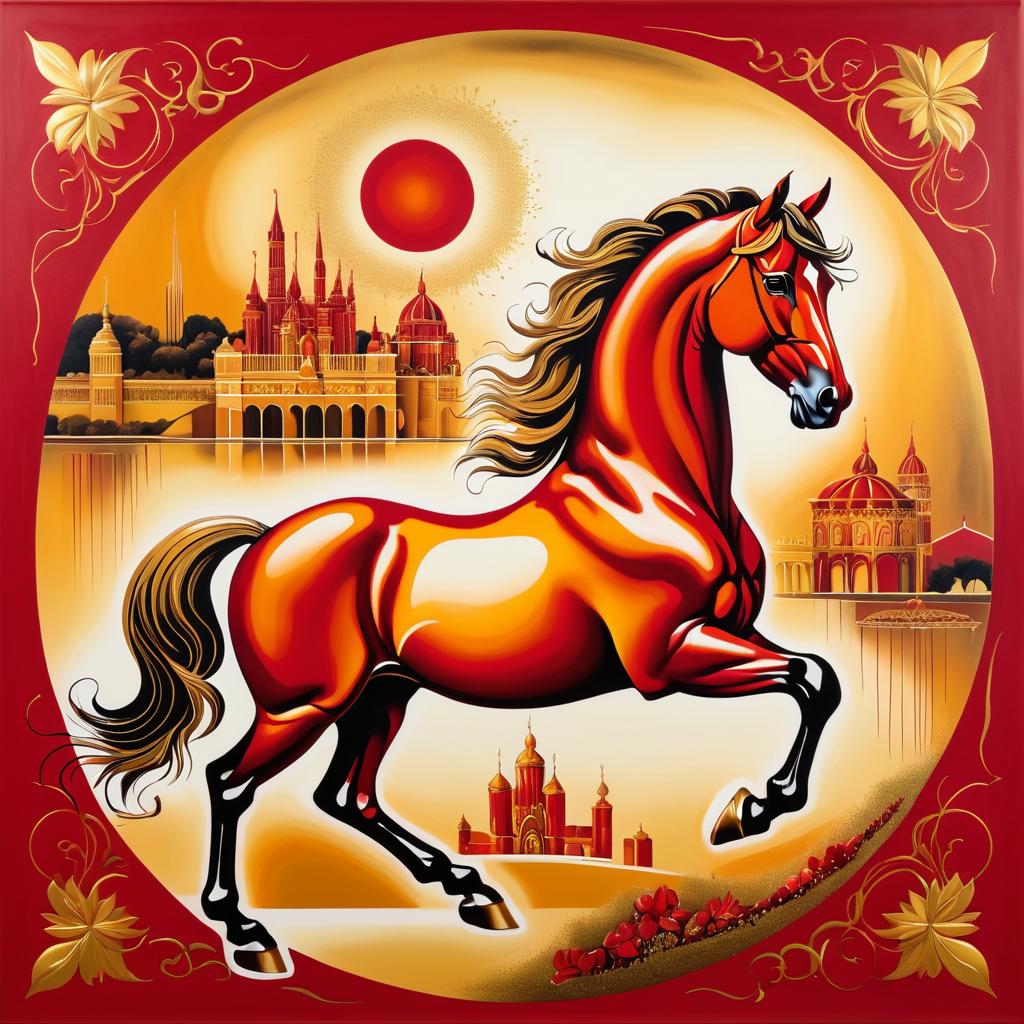 Vibrant Horse with Dalí Elements