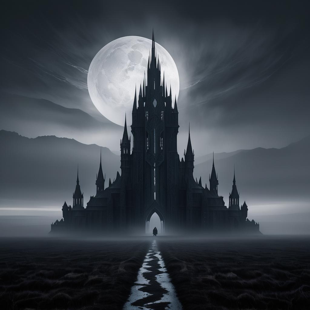 Ominous Dark Tower in Eerie Mists