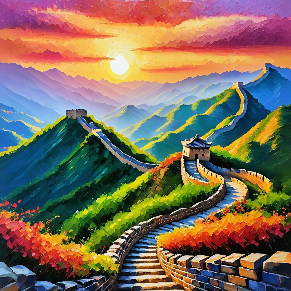 Impressionist Sunset Over Great Wall