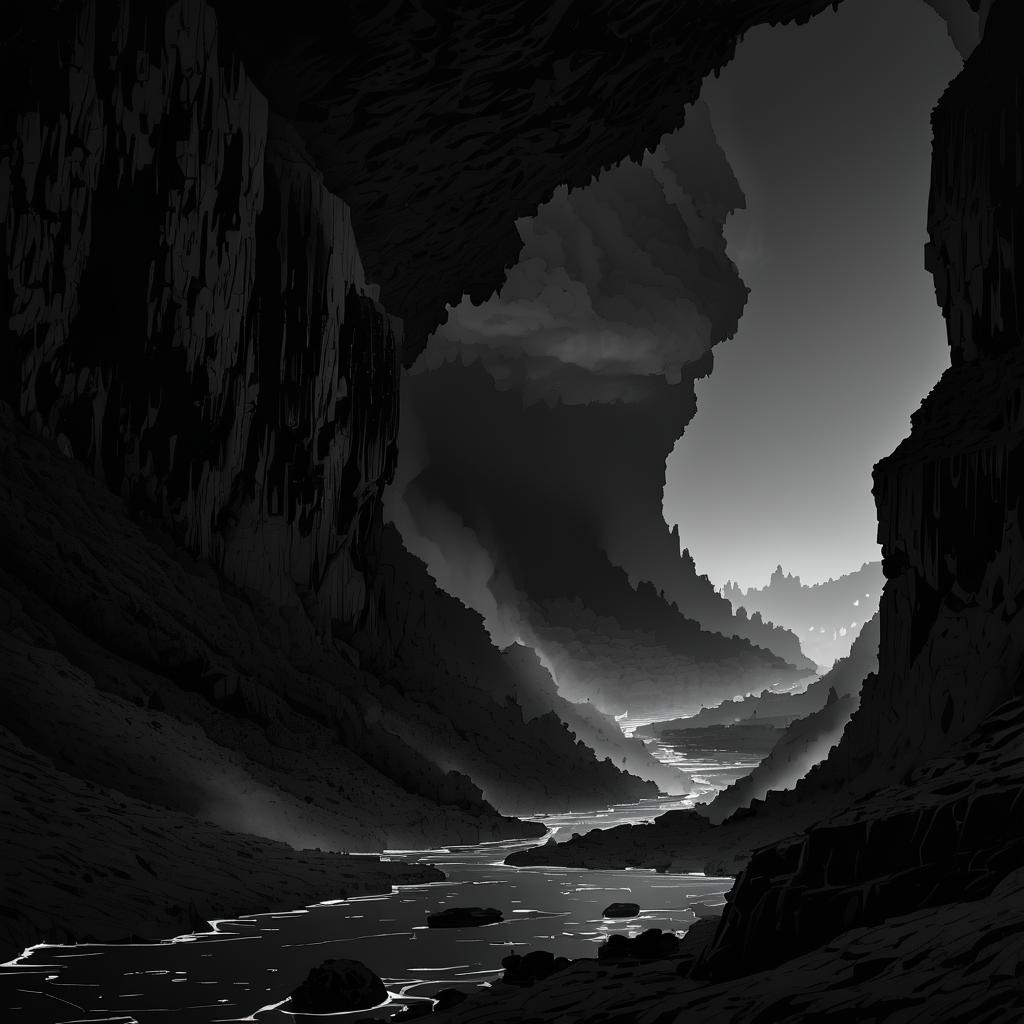 Mysterious Magma Caverns in Greyscale