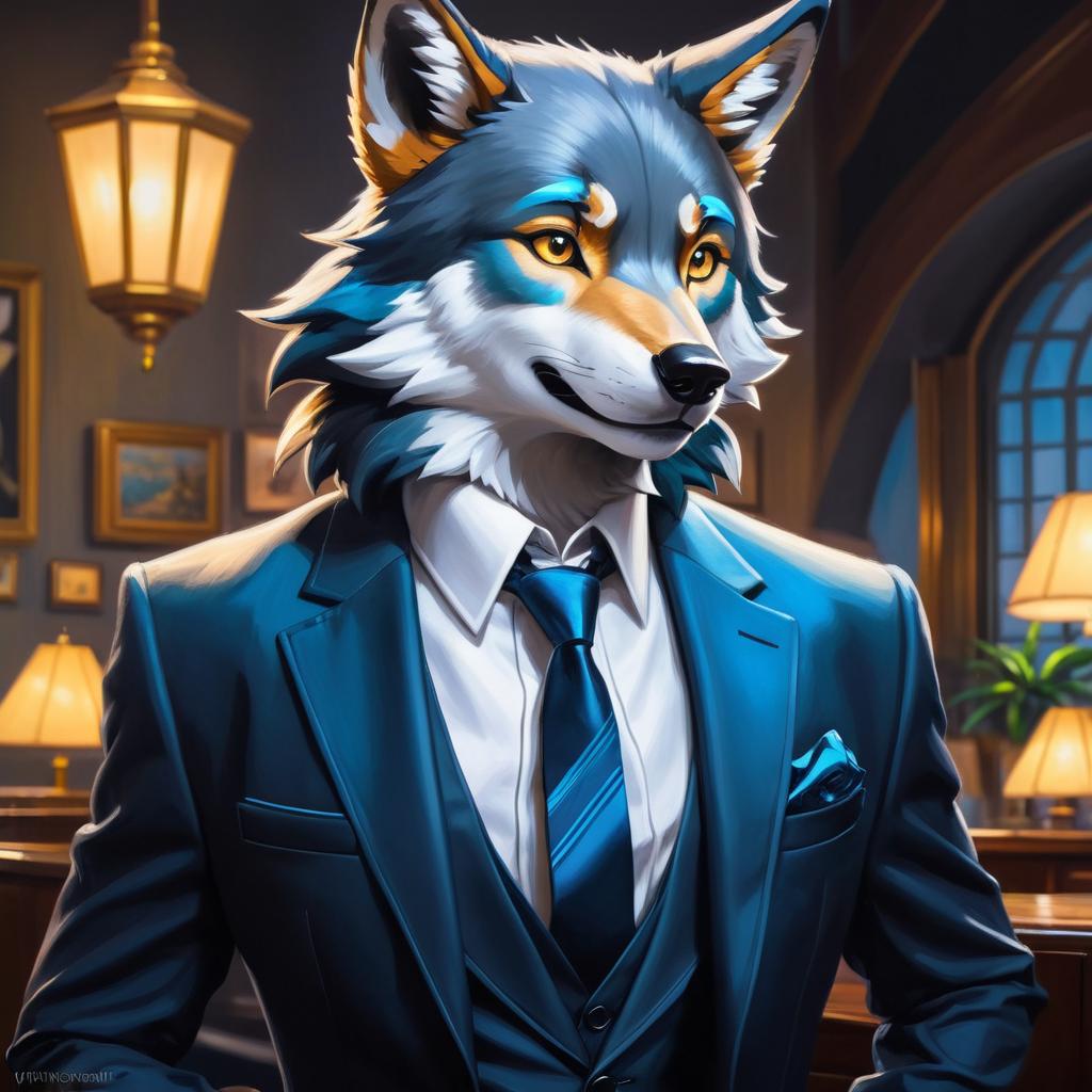 Charming Female Wolf in Dapper Suit