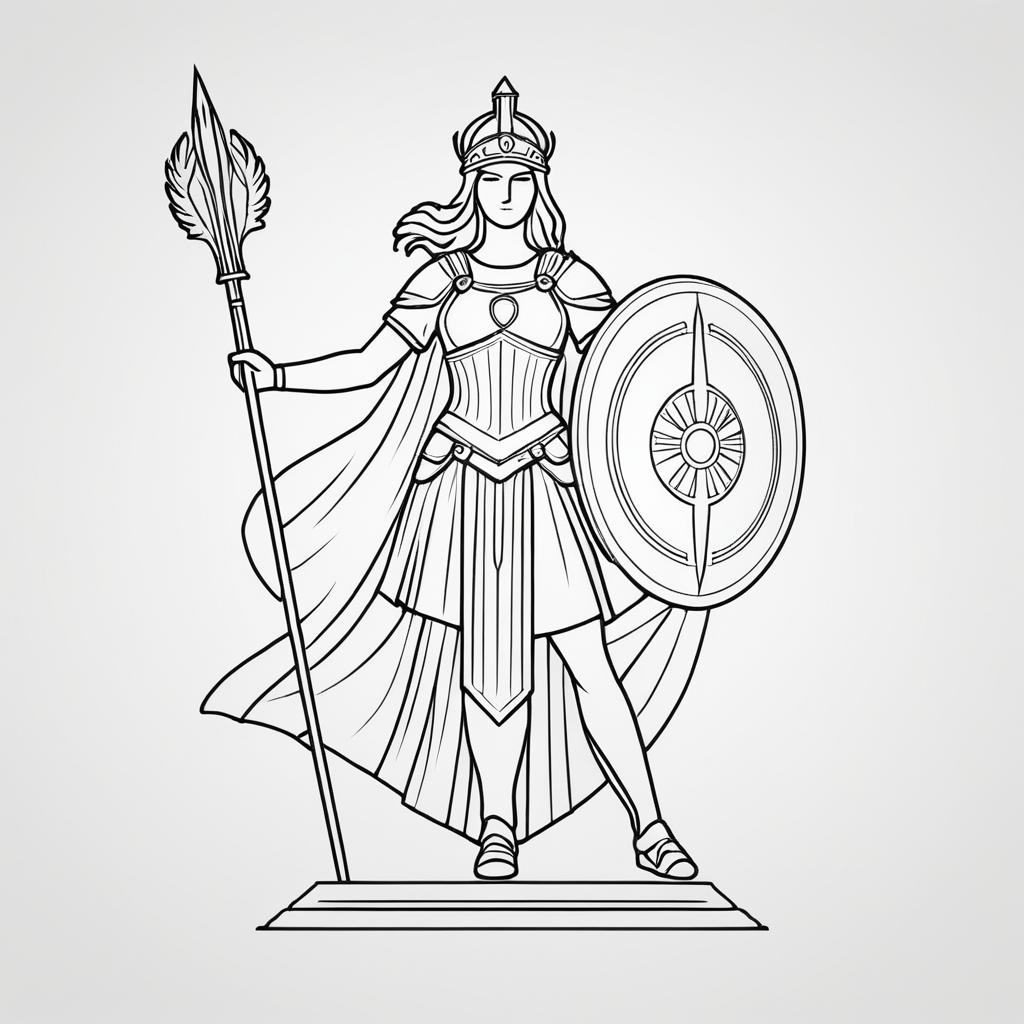 Minimalist Outline of Goddess Athena