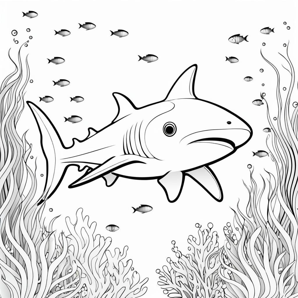 Kids' Easy Shark Coloring Page Design