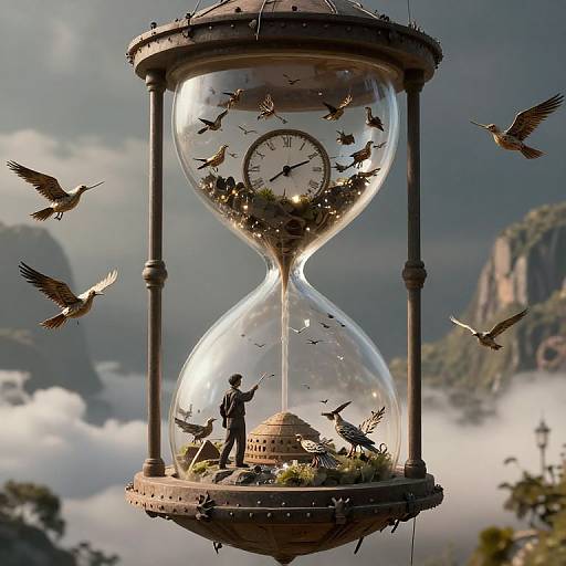 Clockmaker's Floating Sanctuary of Birds