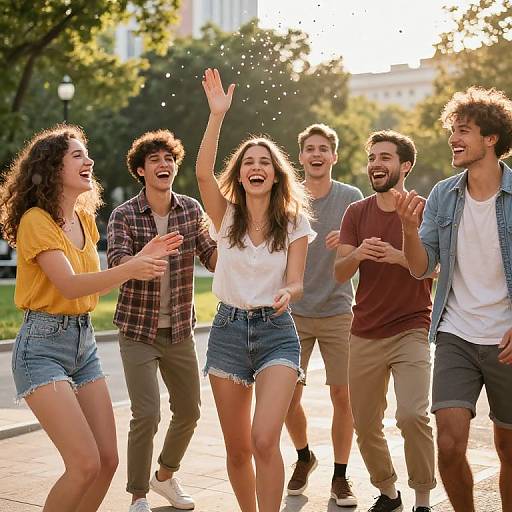 Friends Celebrating Outdoors in Summer