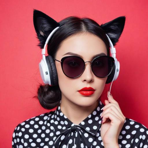 Stylish Girl with Cat Ear Headphones