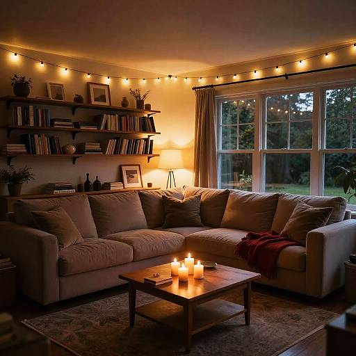 Cozy Dimly Lit Living Room Scene