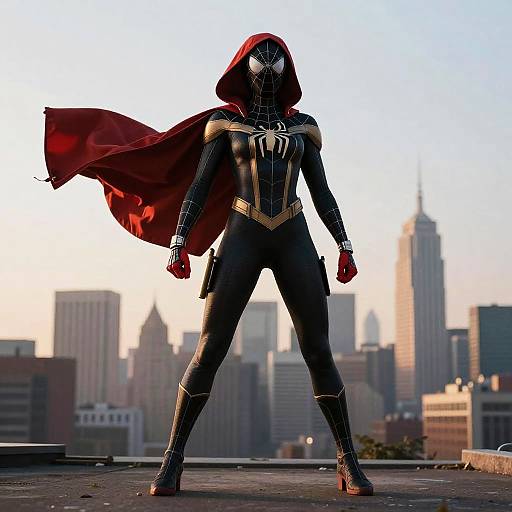 Spiderwoman Heroic Stance at Dawn