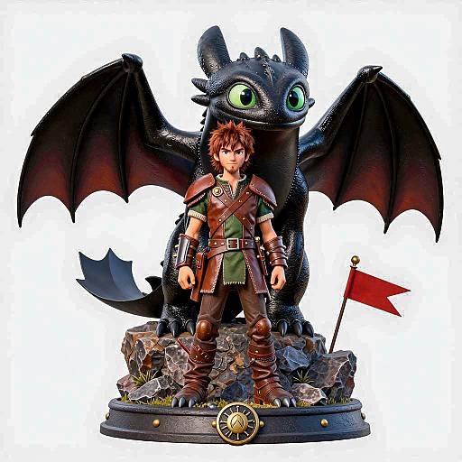 Realistic Hiccup and Toothless Sculpture