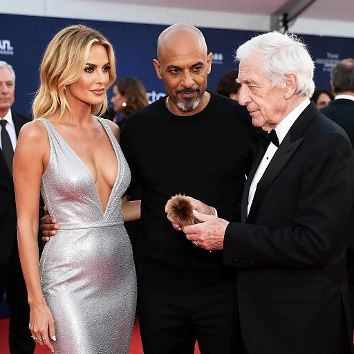 Three People at a Vibrant Event