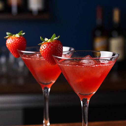 Vibrant Red Cocktails in Martini Glasses