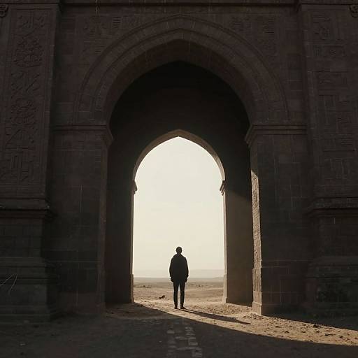 Solitary Figure at Colossal Archway