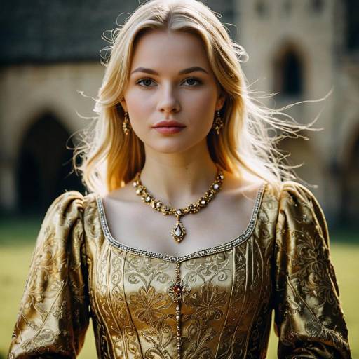Elegant Medieval Blonde in Gold Dress