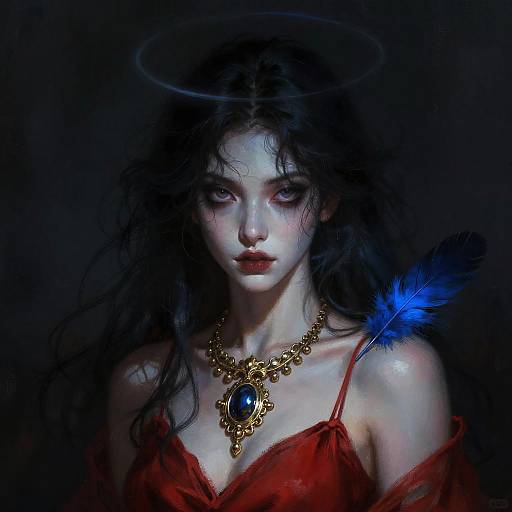 Mysterious Woman with Dark Halo