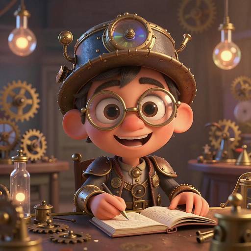 3D Steampunk Inventor Character
