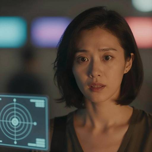 Surprised Woman in Soft Orange Light