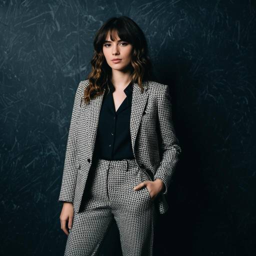 Confident Woman in Houndstooth Suit