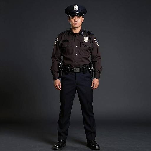 Male Police Officer in Uniform Standing
