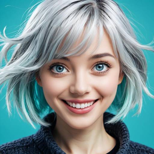 Anime-Style Portrait of Silver-Haired Woman