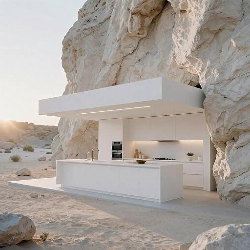 Modern Cave Kitchen Photorealistic Minimal Interior