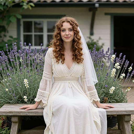 Joyful Boho Bride in Lavender Garden
