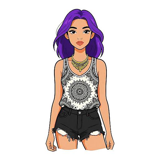 Boho Woman in Printed Tank Top