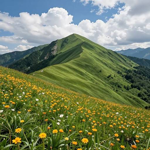 Photorealistic Cross-Hatched Mountain Scenery