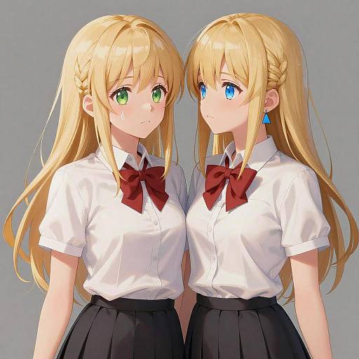 Anime Girls in School Uniforms Face Off