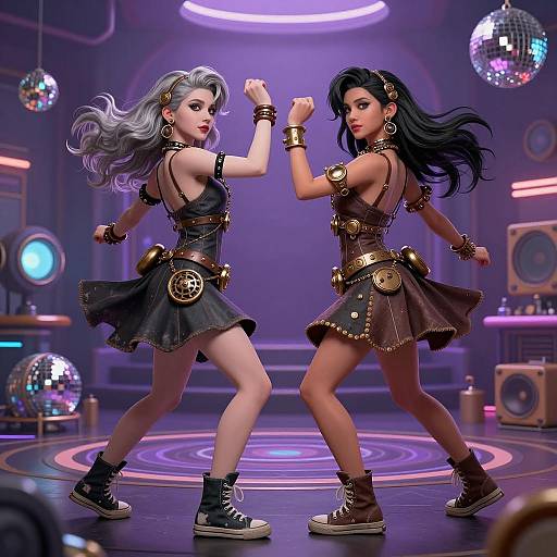 Steampunk Dance Duo in Retro Club