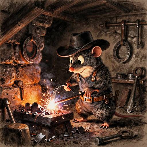 Anthropomorphic Mole Blacksmith Sketch