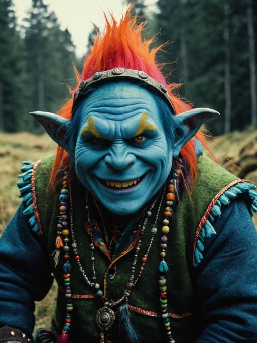 Man in Colorful Troll Costume