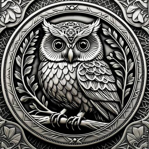 Intricate Owl Engraving on Silver Coin