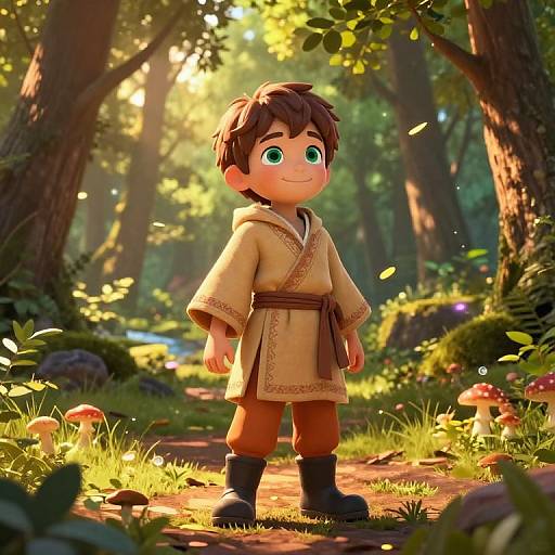 Young Adventurer in Enchanted Forest