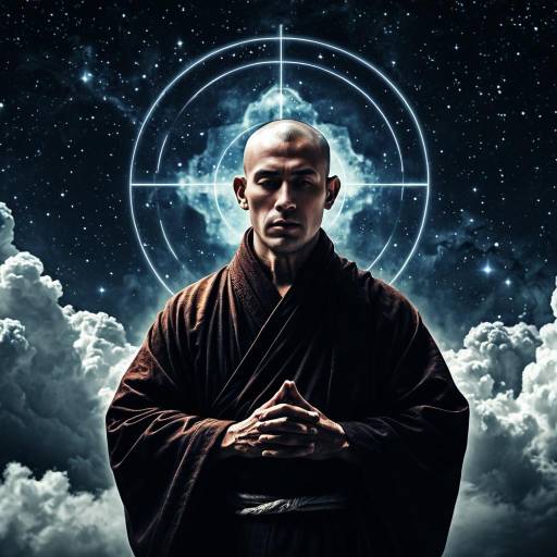 Calm Monk in Spiritual Nebula