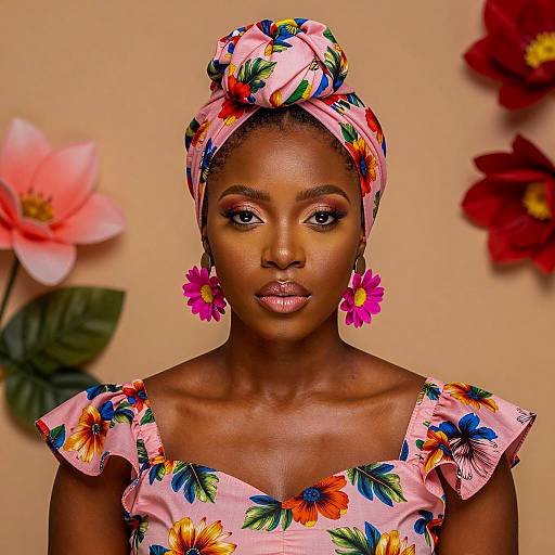 Vibrant Portrait of a Floral Fashionista